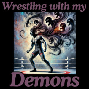 WRESTLING WITH MY DEMONS - PREMIUM T-SHIRT - BLACK - 7T1YMP Design